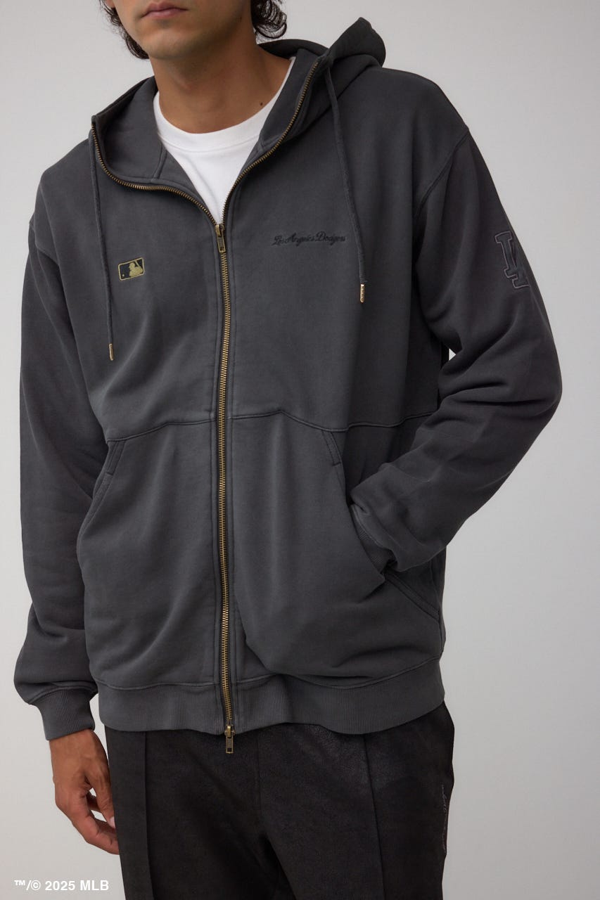 【MLB】AZUL ピグメント ジップパーカー BLK M