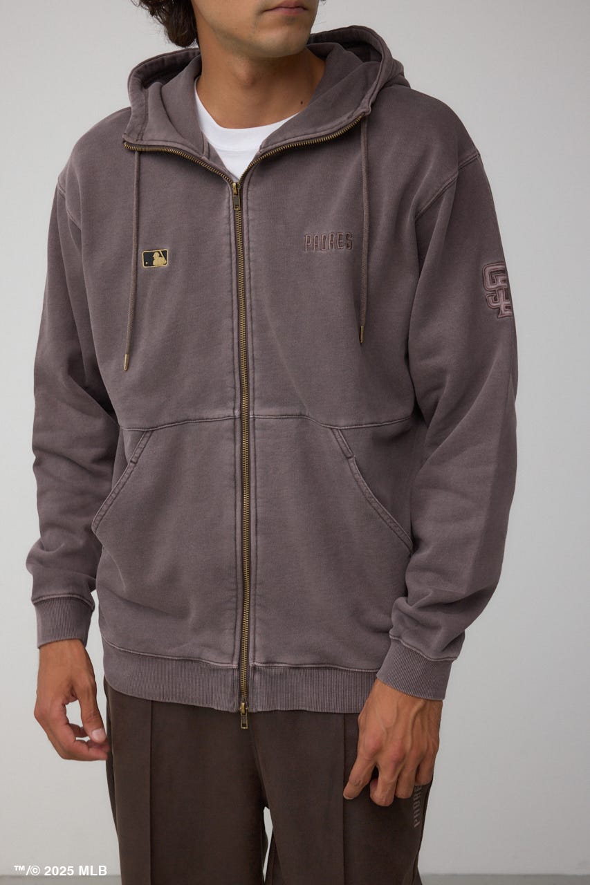 【MLB】AZUL ピグメント ジップパーカー BRN M