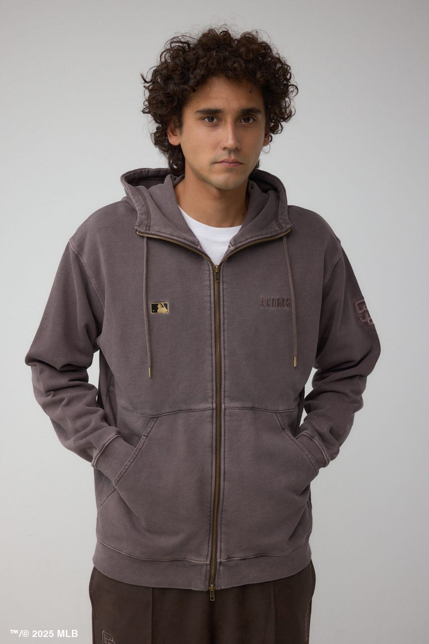 【MLB】AZUL ピグメント ジップパーカー BRN M