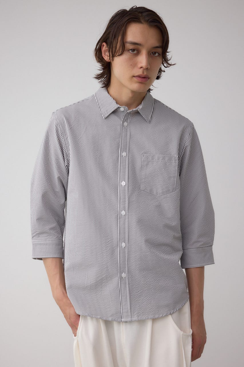 AZUL BY MOUSSY | シアサッカー7分袖シャツ (シャツ・ブラウス