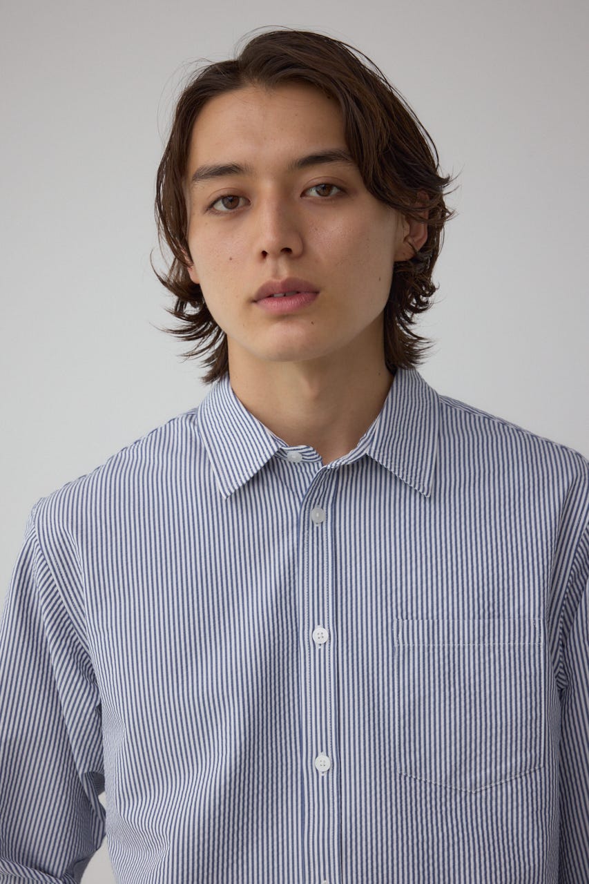 AZUL BY MOUSSY | シアサッカー7分袖シャツ (シャツ・ブラウス