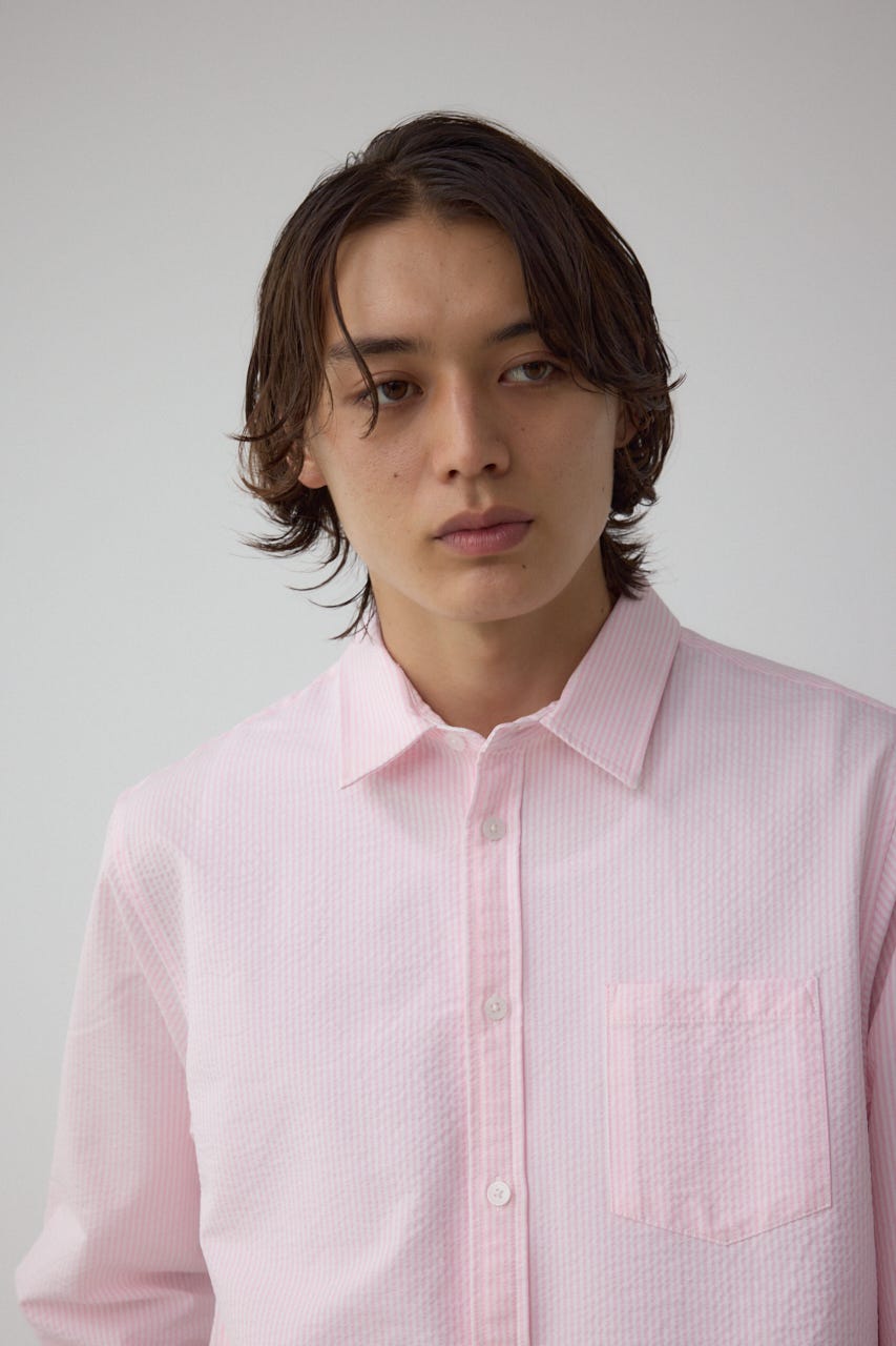 AZUL BY MOUSSY | シアサッカー7分袖シャツ (シャツ・ブラウス
