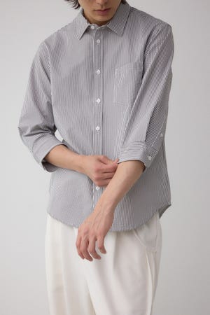 シアサッカー7分袖シャツ