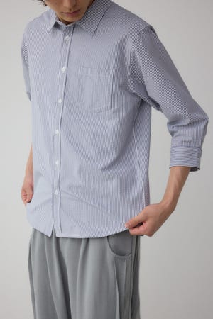 シアサッカー7分袖シャツ