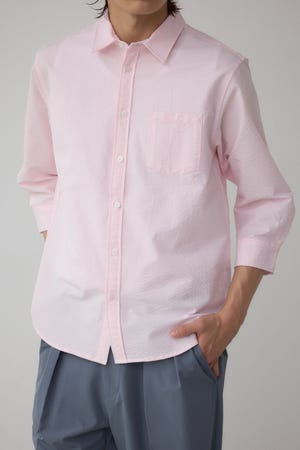 シアサッカー7分袖シャツ