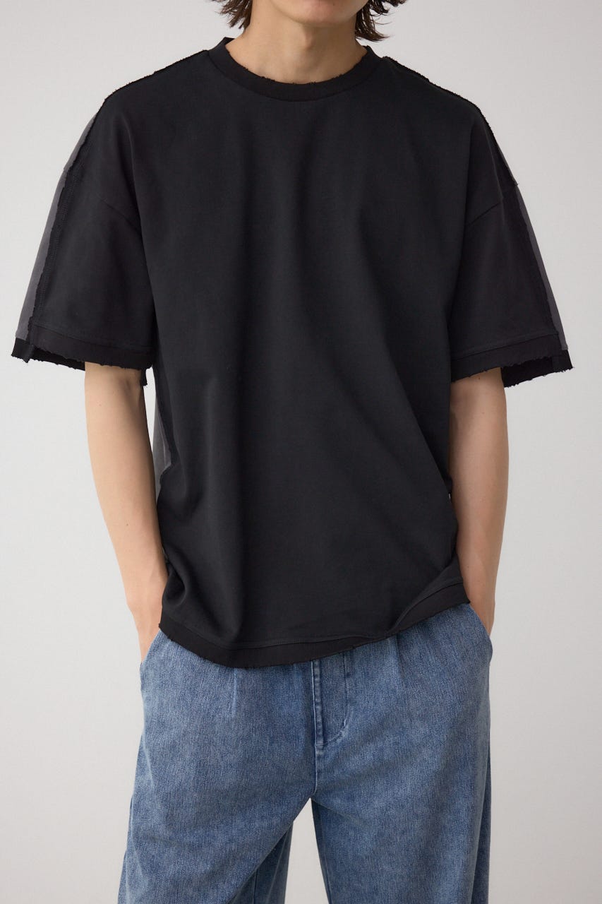 d.i.a 半袖 背中空き トップス グリーン AZUL BY MOUSSY | 前後配色切り替えトップス (Tシャツ
