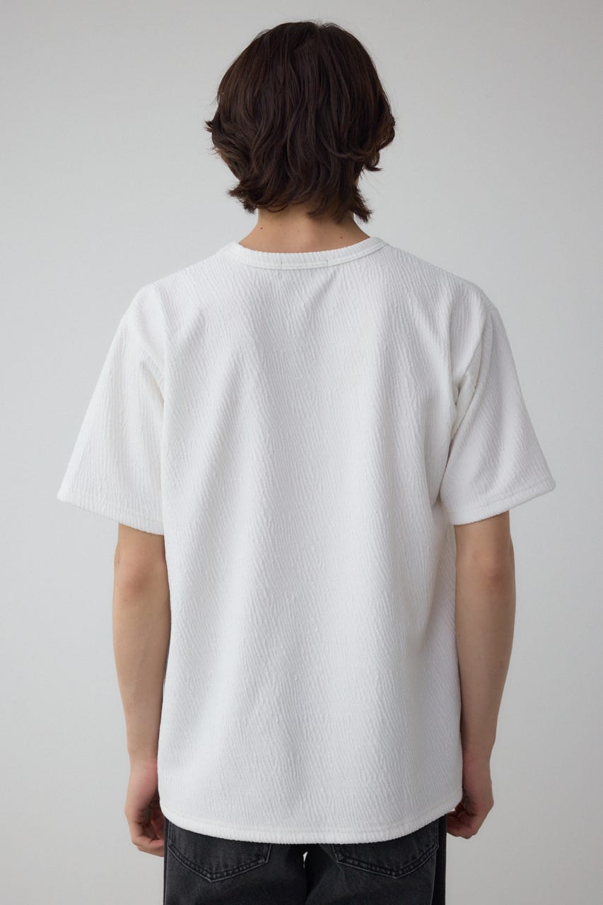 楊柳ジャガードクルーネックTシャツ WHT L