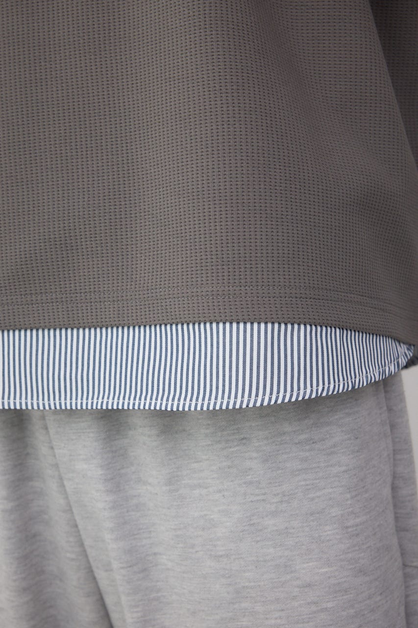 シャツスウィッチングプルオーバー 柄GRY M