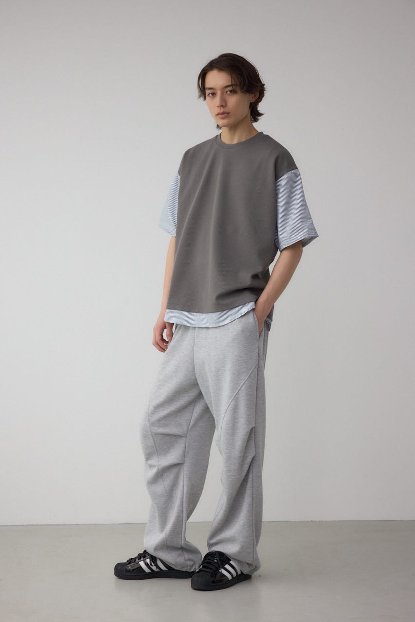 シャツスウィッチングプルオーバー 柄GRY M