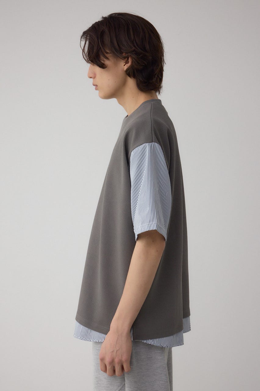 シャツスウィッチングプルオーバー 柄GRY M
