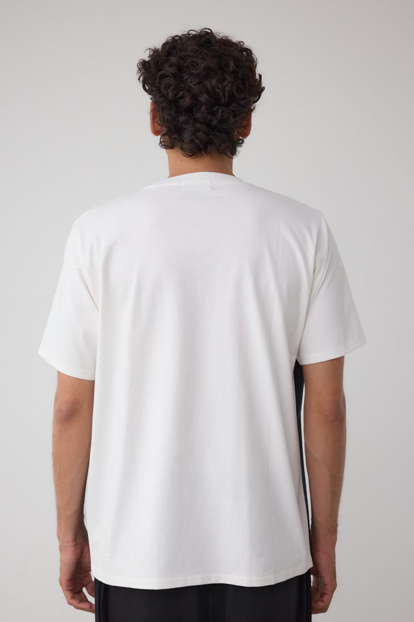 ラインスウィッチングTシャツ 柄WHT L