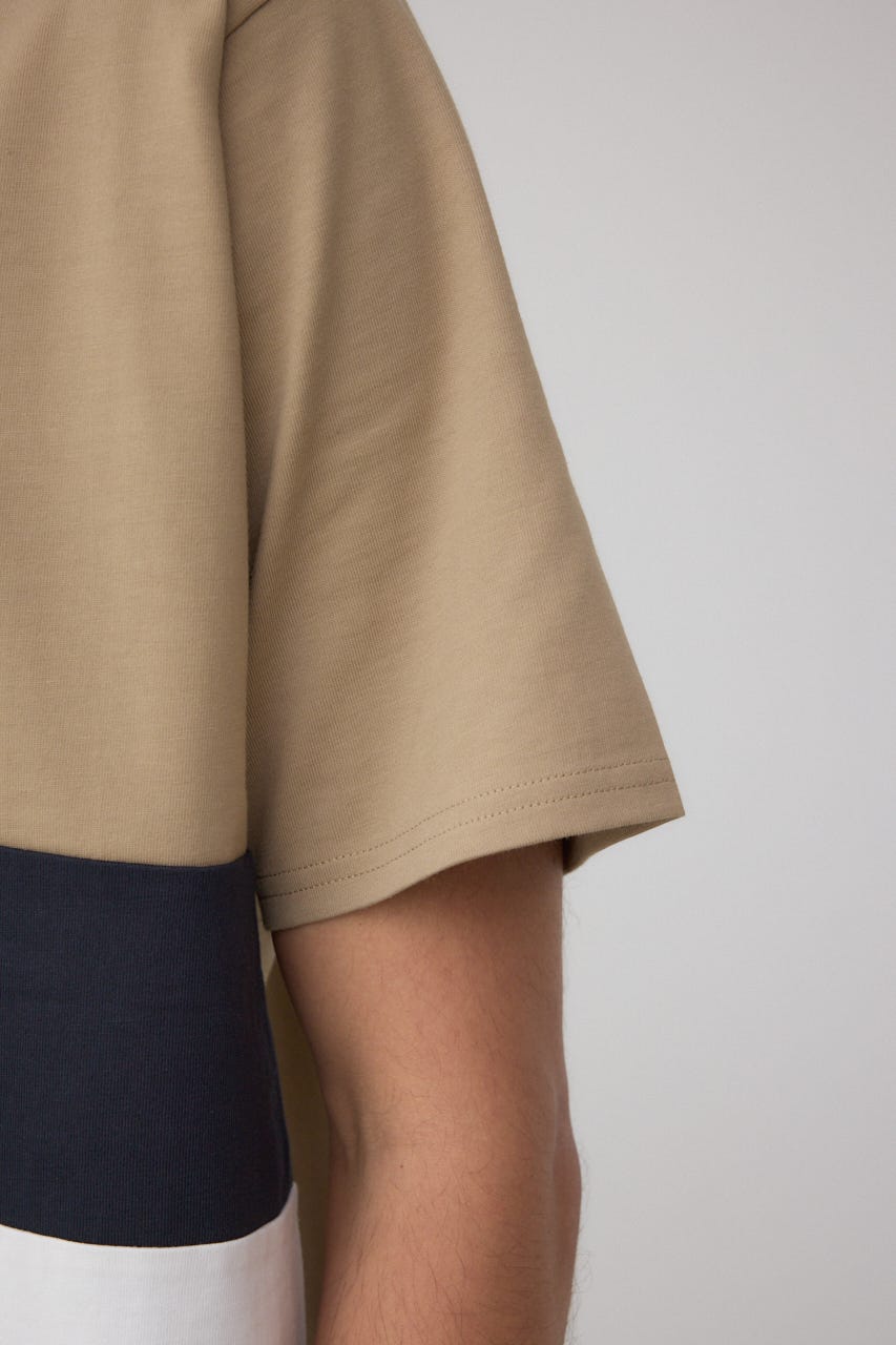 パネルスウィッチングTシャツ 柄BEG L