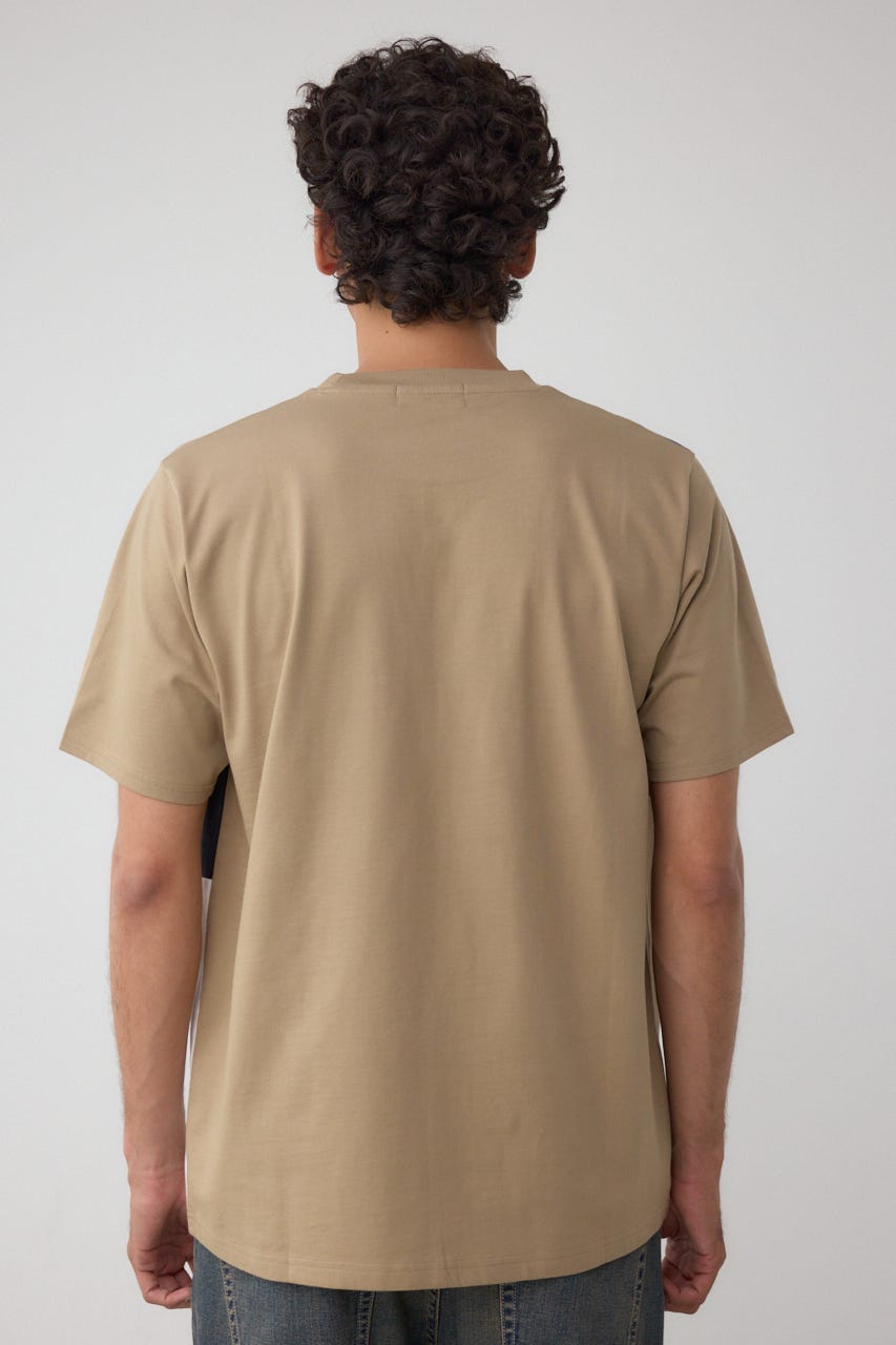 パネルスウィッチングTシャツ 柄BEG L