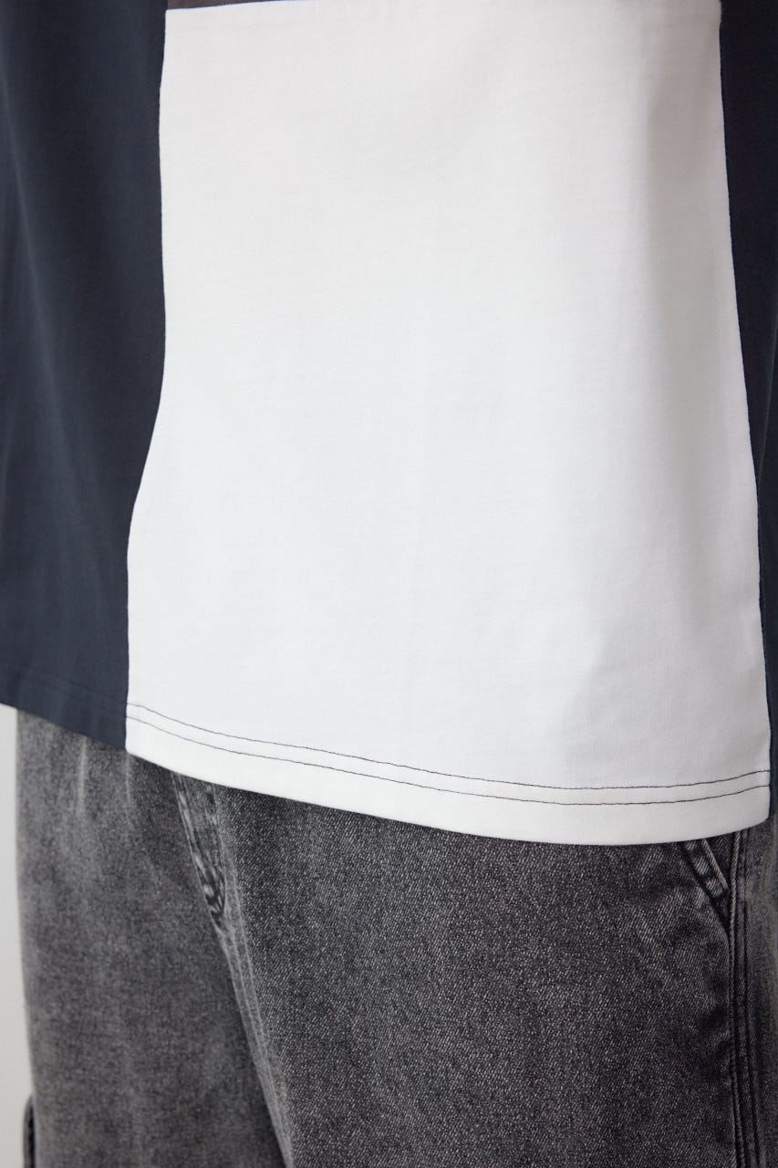 パネルスウィッチングTシャツ 柄BLK M