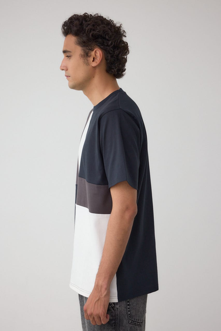 パネルスウィッチングTシャツ 柄BLK M