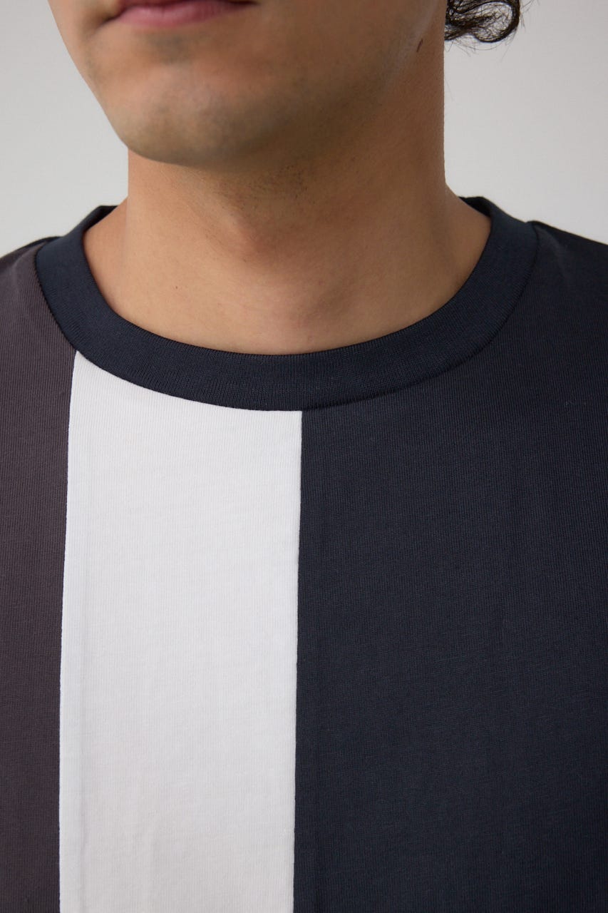 パネルスウィッチングTシャツ 柄BLK M