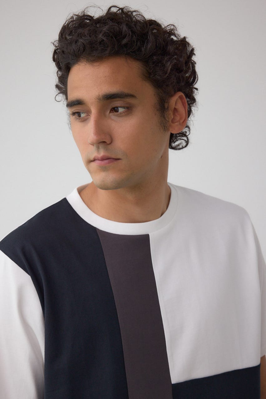 パネルスウィッチングTシャツ 柄WHT M