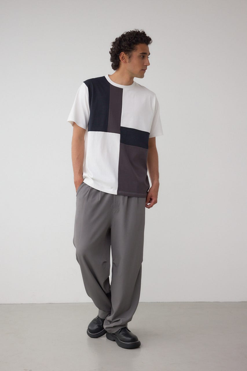 パネルスウィッチングTシャツ 柄WHT M