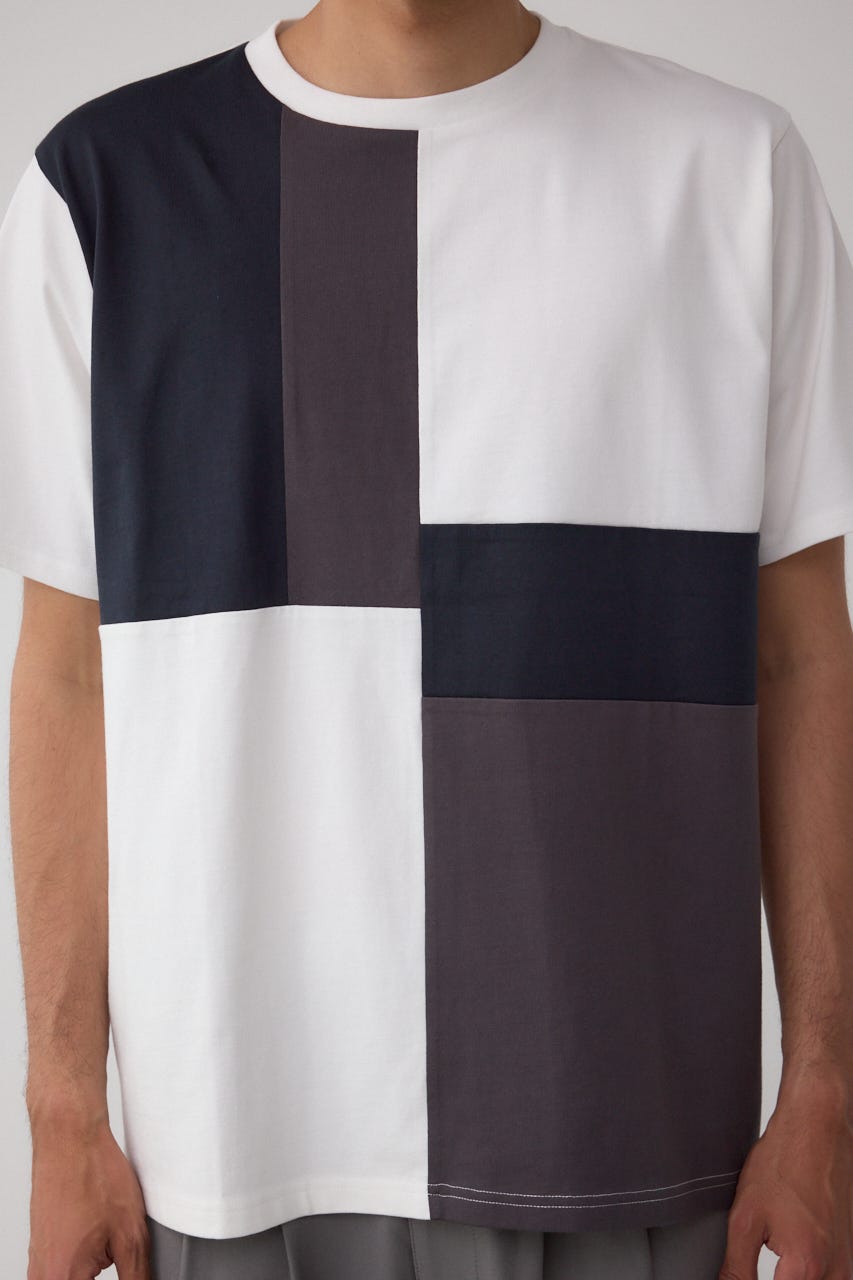 パネルスウィッチングTシャツ 柄WHT M