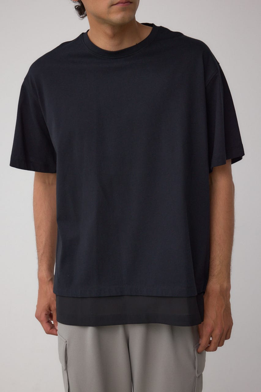 楊柳レイヤードTシャツ BLK L
