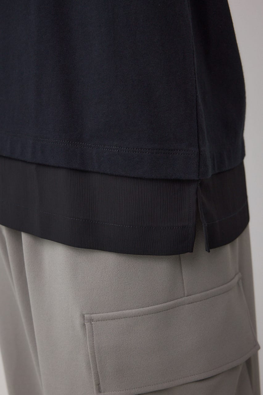 楊柳レイヤードTシャツ BLK L