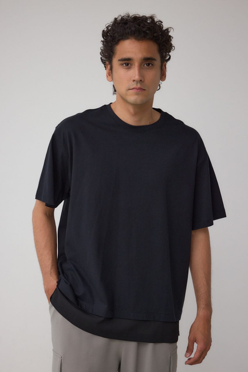 楊柳レイヤードTシャツ BLK L