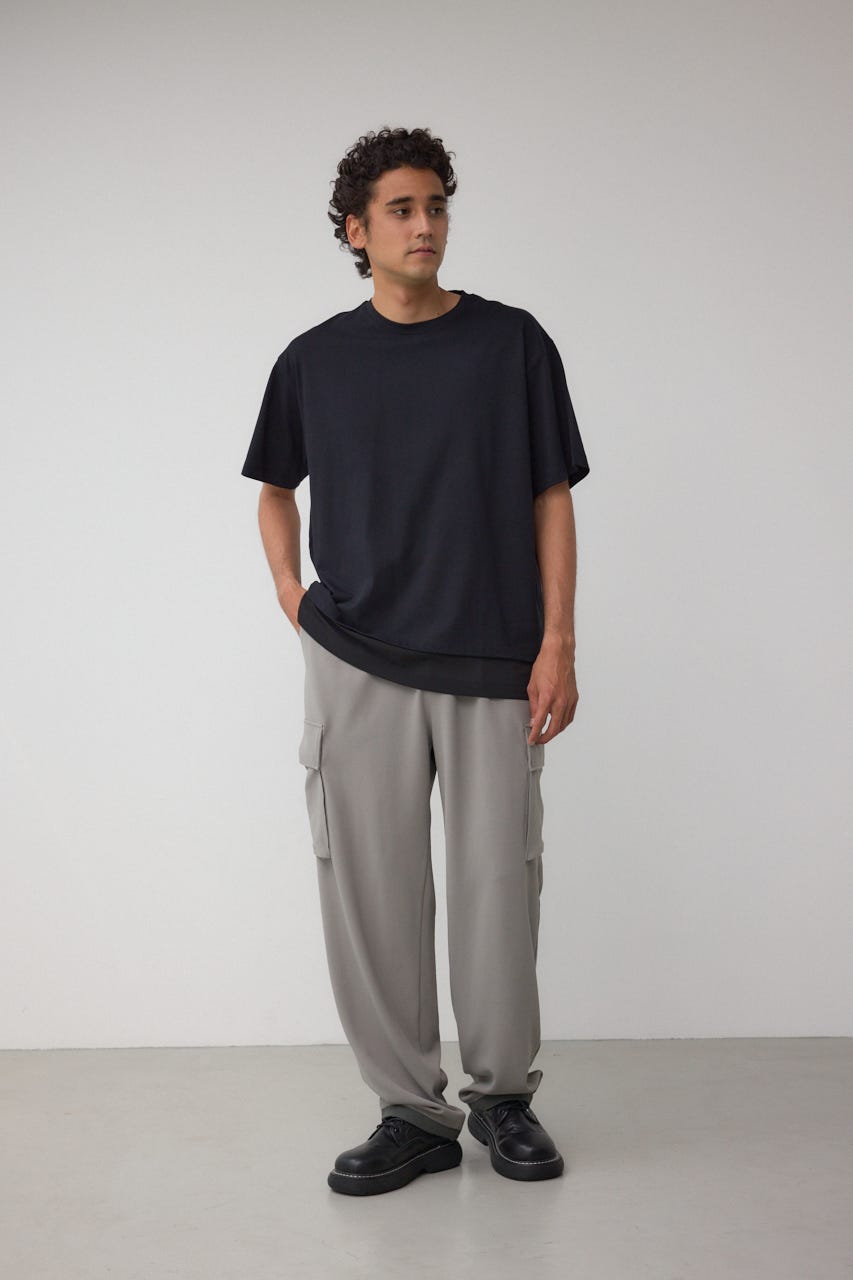 楊柳レイヤードTシャツ BLK L