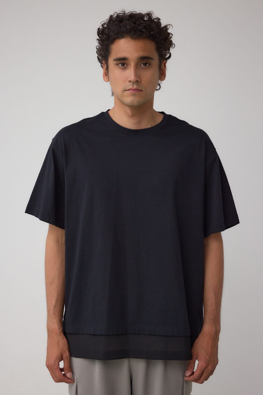 楊柳レイヤードTシャツ BLK L