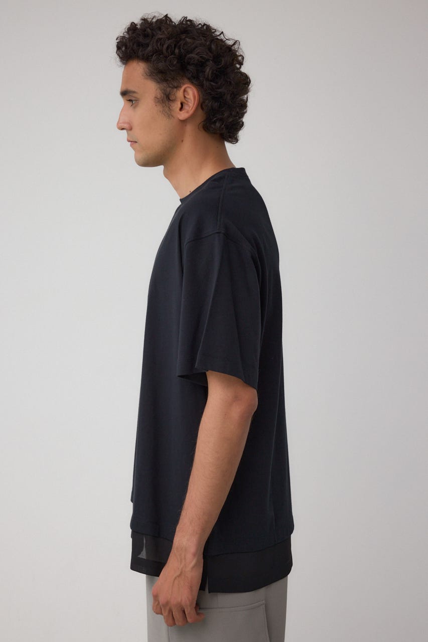 楊柳レイヤードTシャツ BLK L