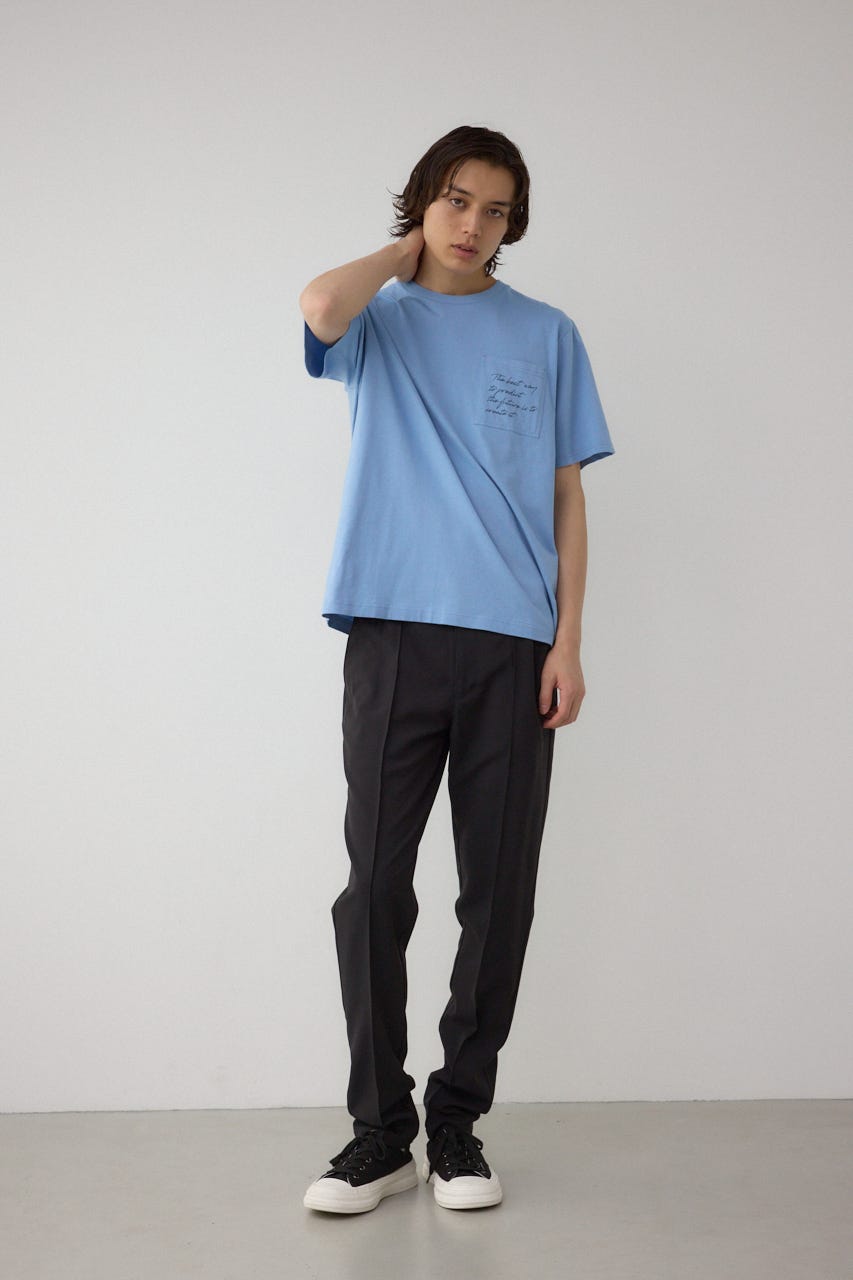 センタープリーツスリムスラックス BLK L