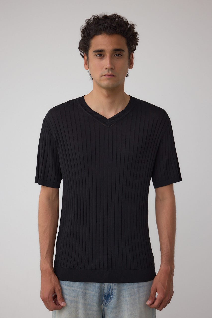 リブVネックニット BLK L