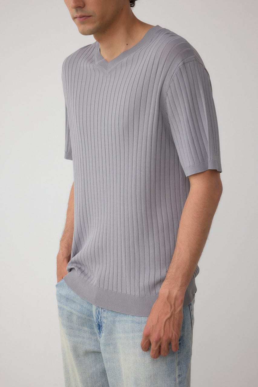 リブVネックニット GRY L