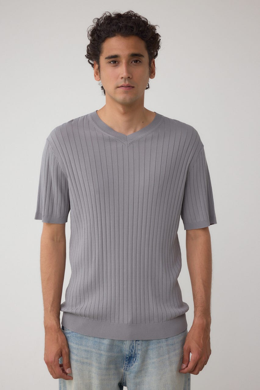 リブVネックニット GRY L