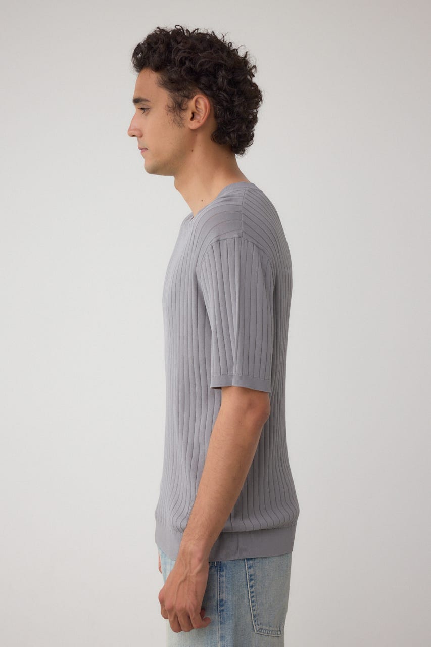 リブVネックニット GRY L