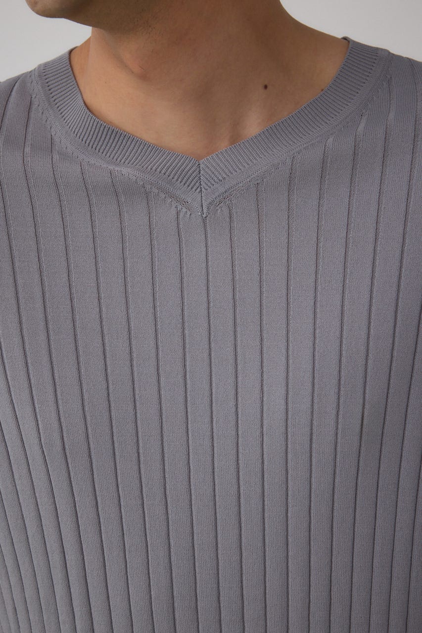 リブVネックニット GRY L