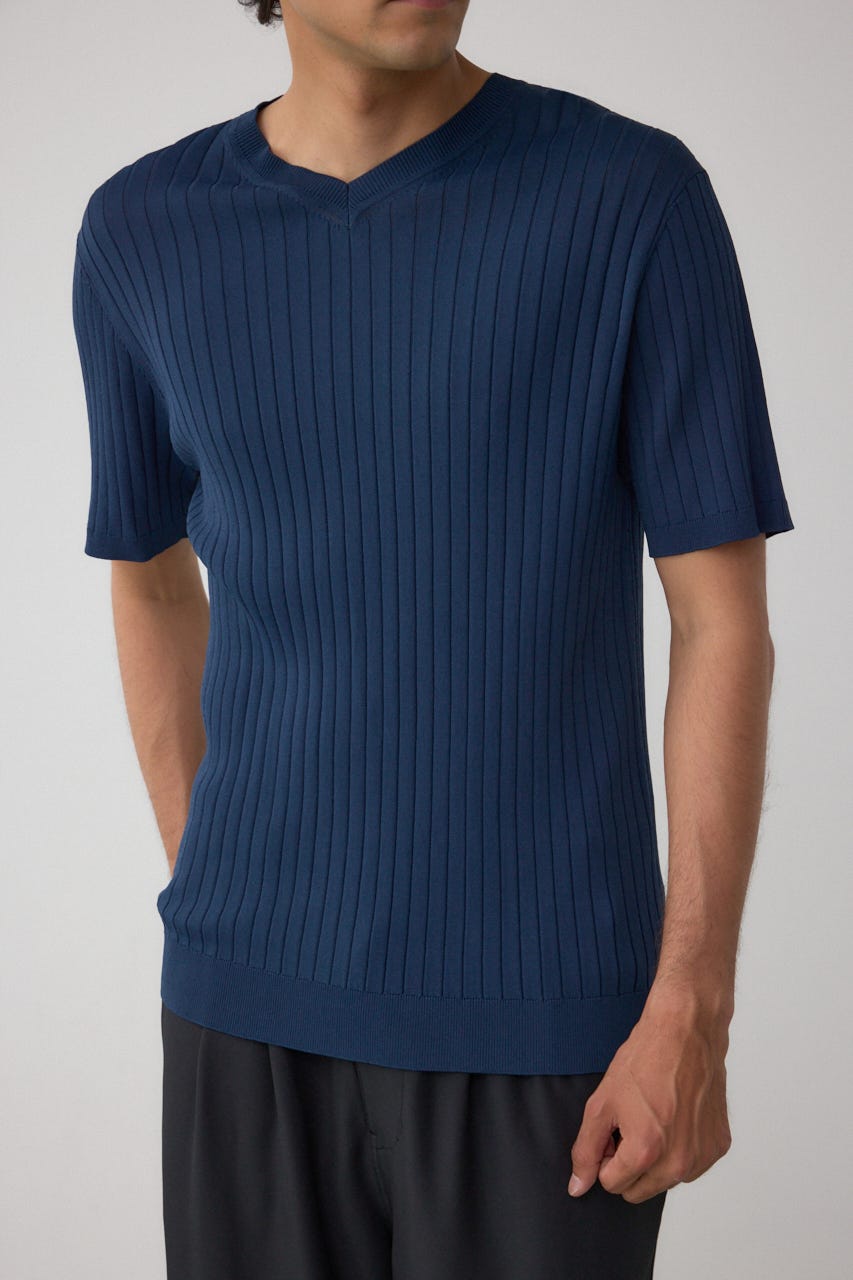 リブVネックニット L/NVY M