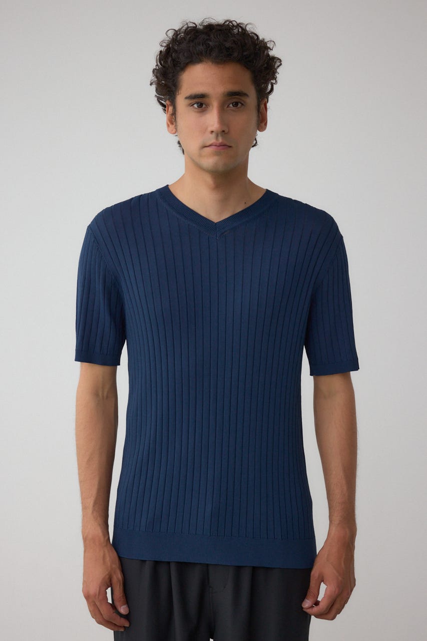 リブVネックニット L/NVY M