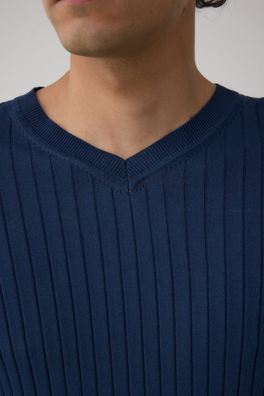 リブVネックニット L/NVY M