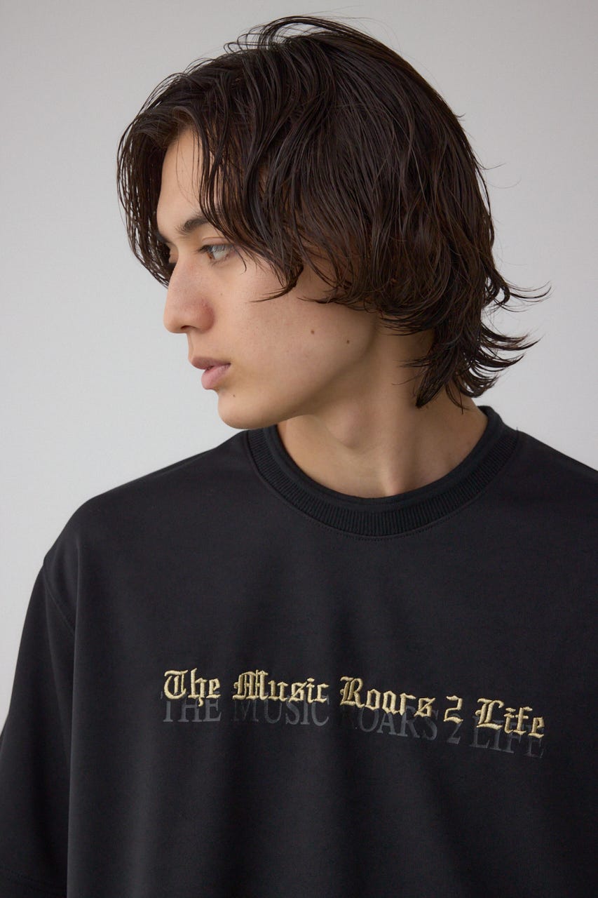金糸刺繍グラフィックTEE BLK L