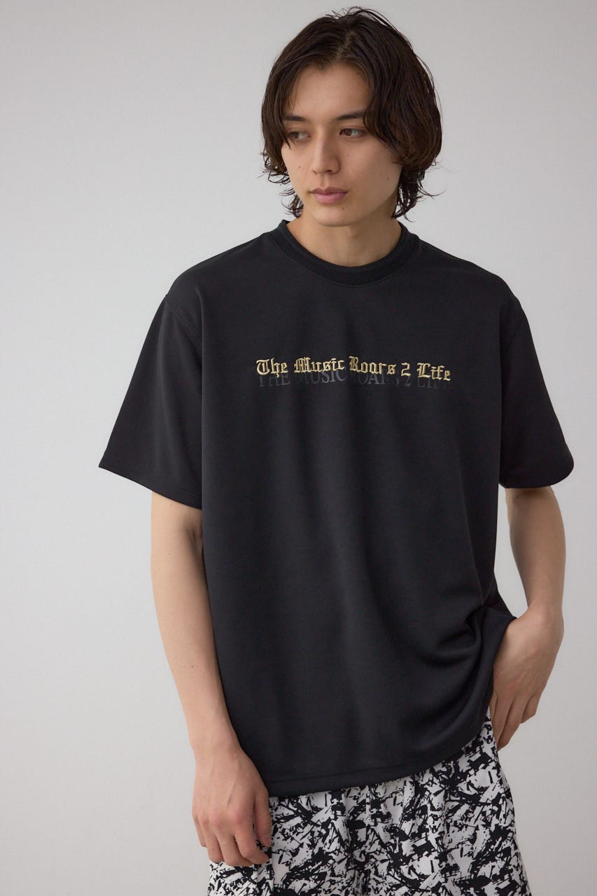 金糸刺繍グラフィックTEE BLK L