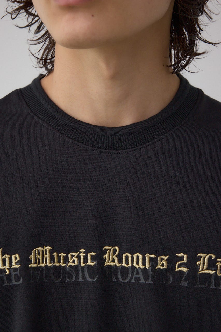 金糸刺繍グラフィックTEE BLK L