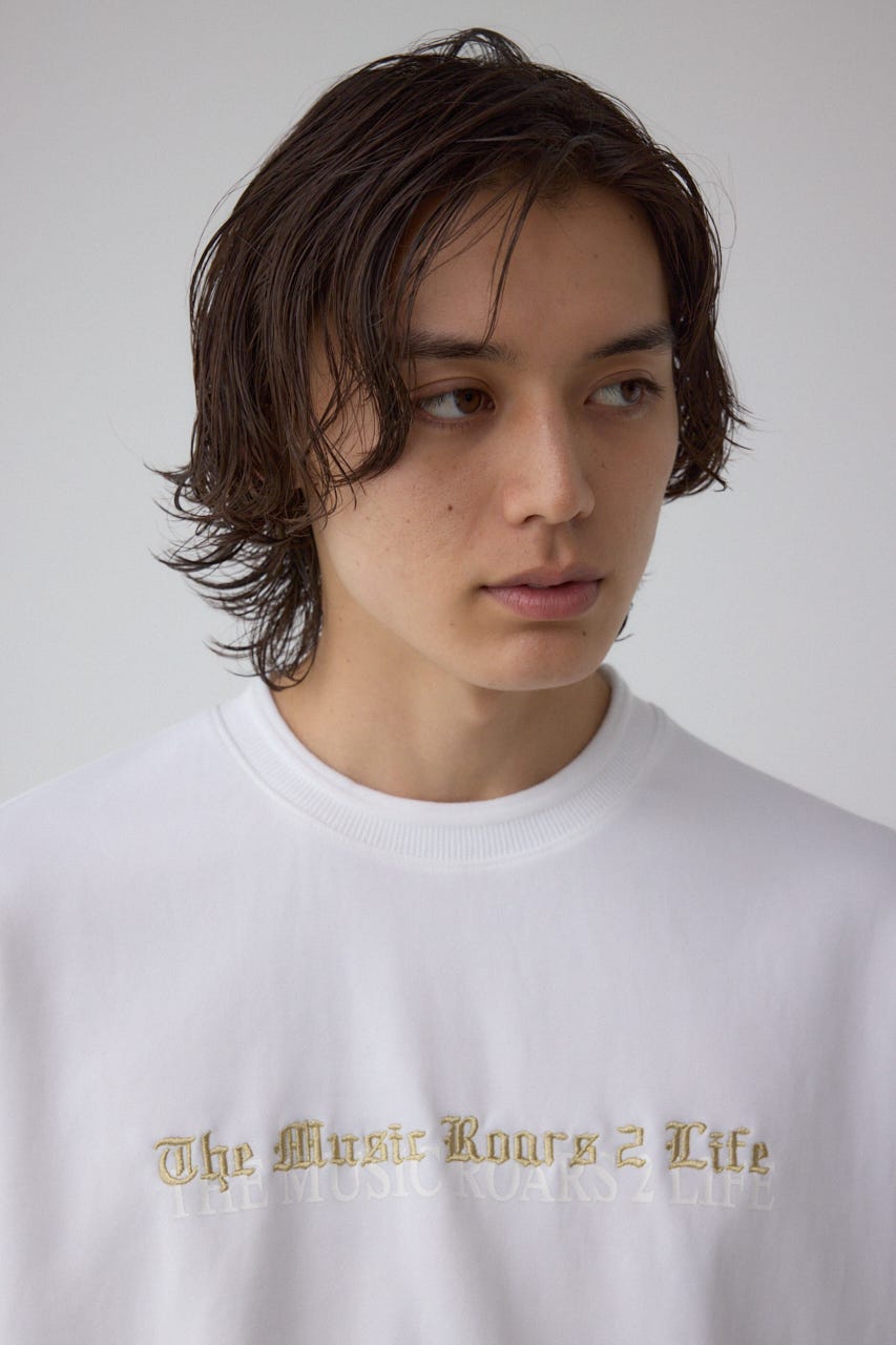 金糸刺繍グラフィックTEE WHT M