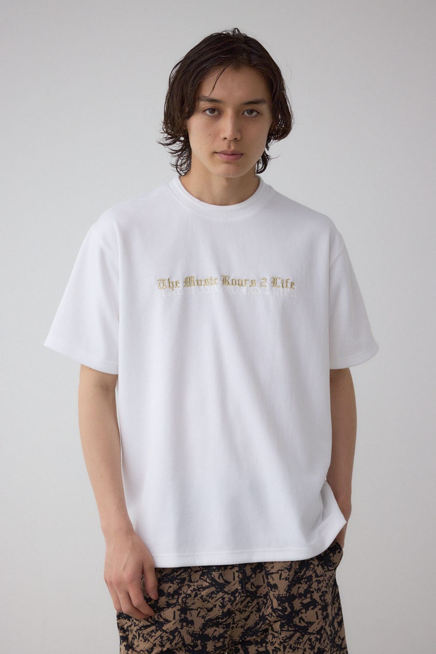 金糸刺繍グラフィックTEE WHT M