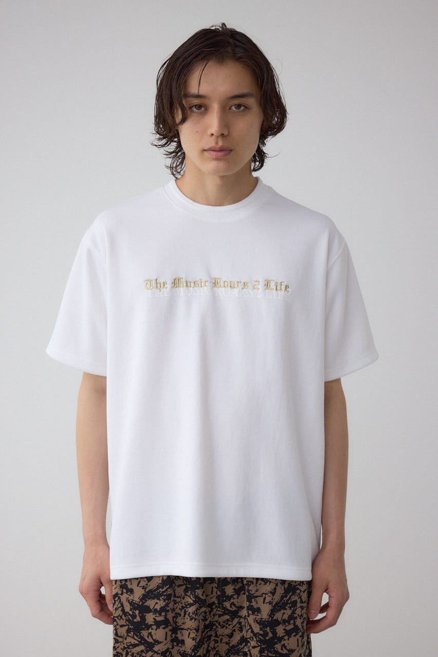 金糸刺繍グラフィックTEE WHT M