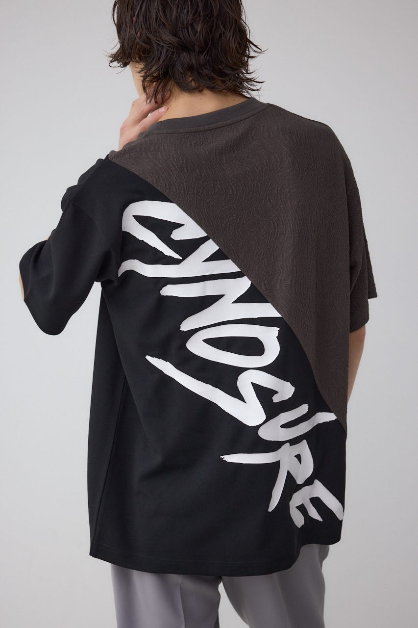 異素材スウィッチングラフィックTEE 柄BLK M