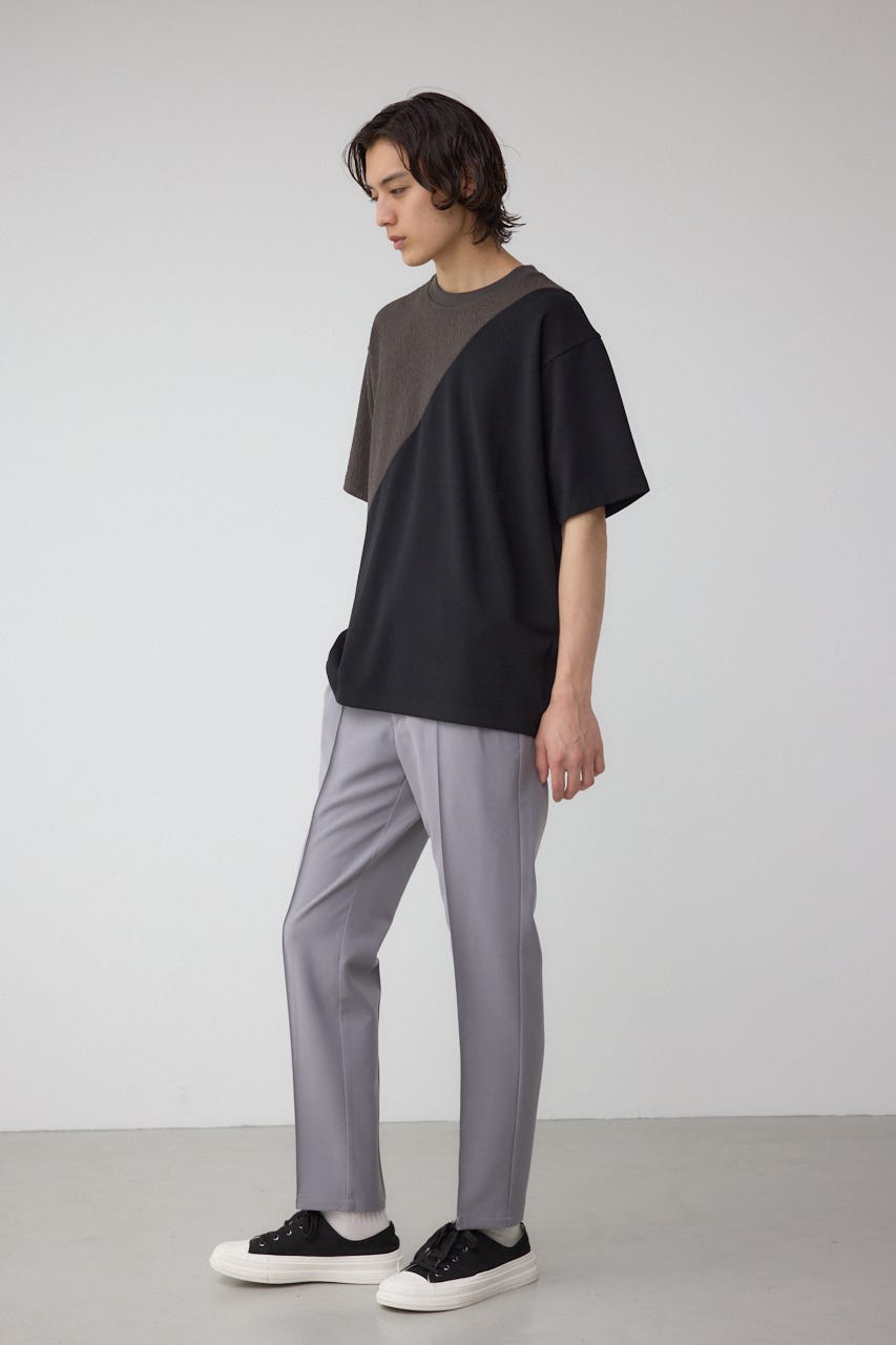 異素材スウィッチングラフィックTEE 柄BLK M