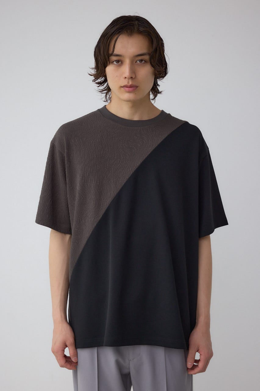 異素材スウィッチングラフィックTEE 柄BLK M