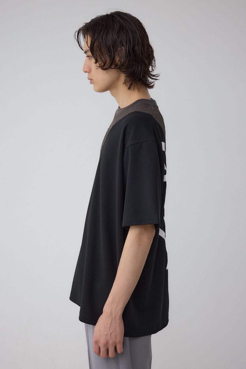 異素材スウィッチングラフィックTEE 柄BLK M