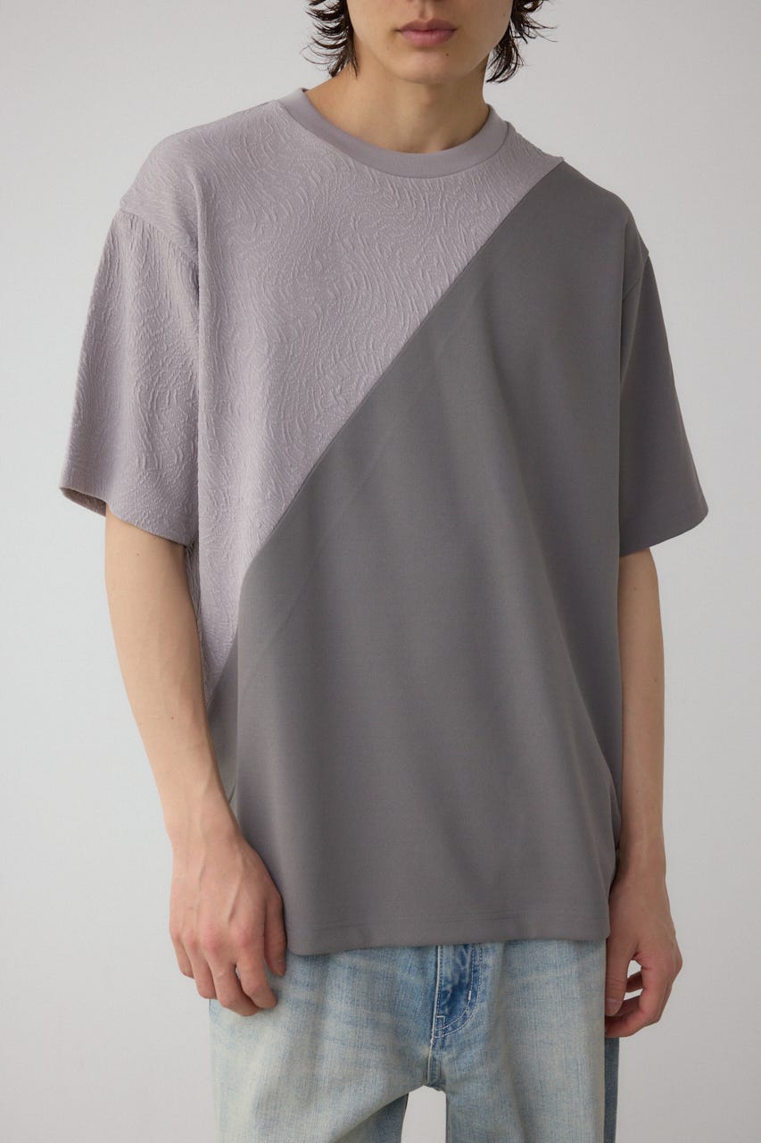 異素材スウィッチングラフィックTEE 柄GRY S