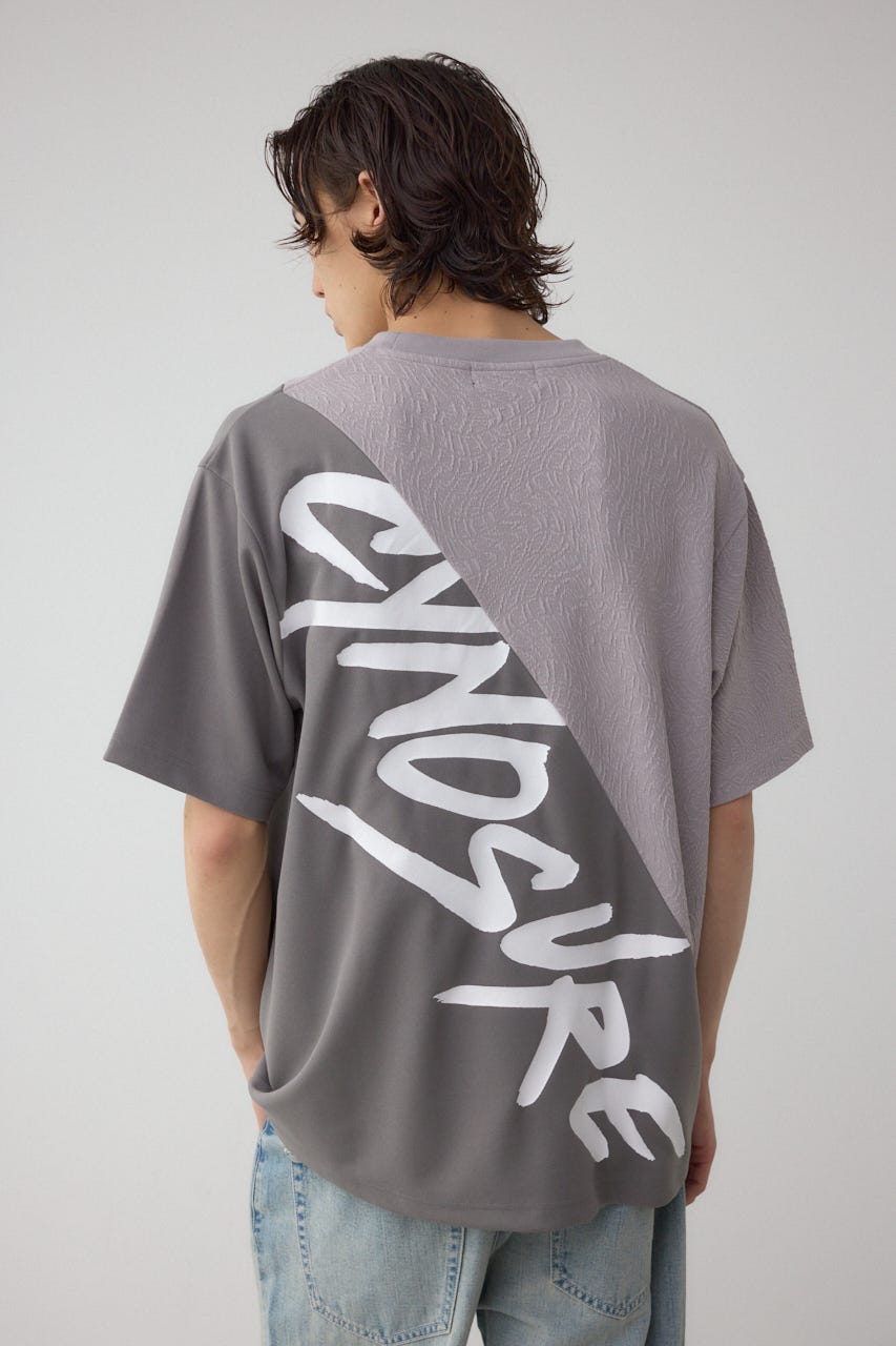 異素材スウィッチングラフィックTEE 柄GRY S